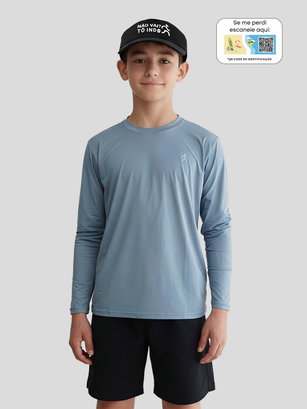 Camisa Praia com QR Code de Identificação| Infantil | Unissex
