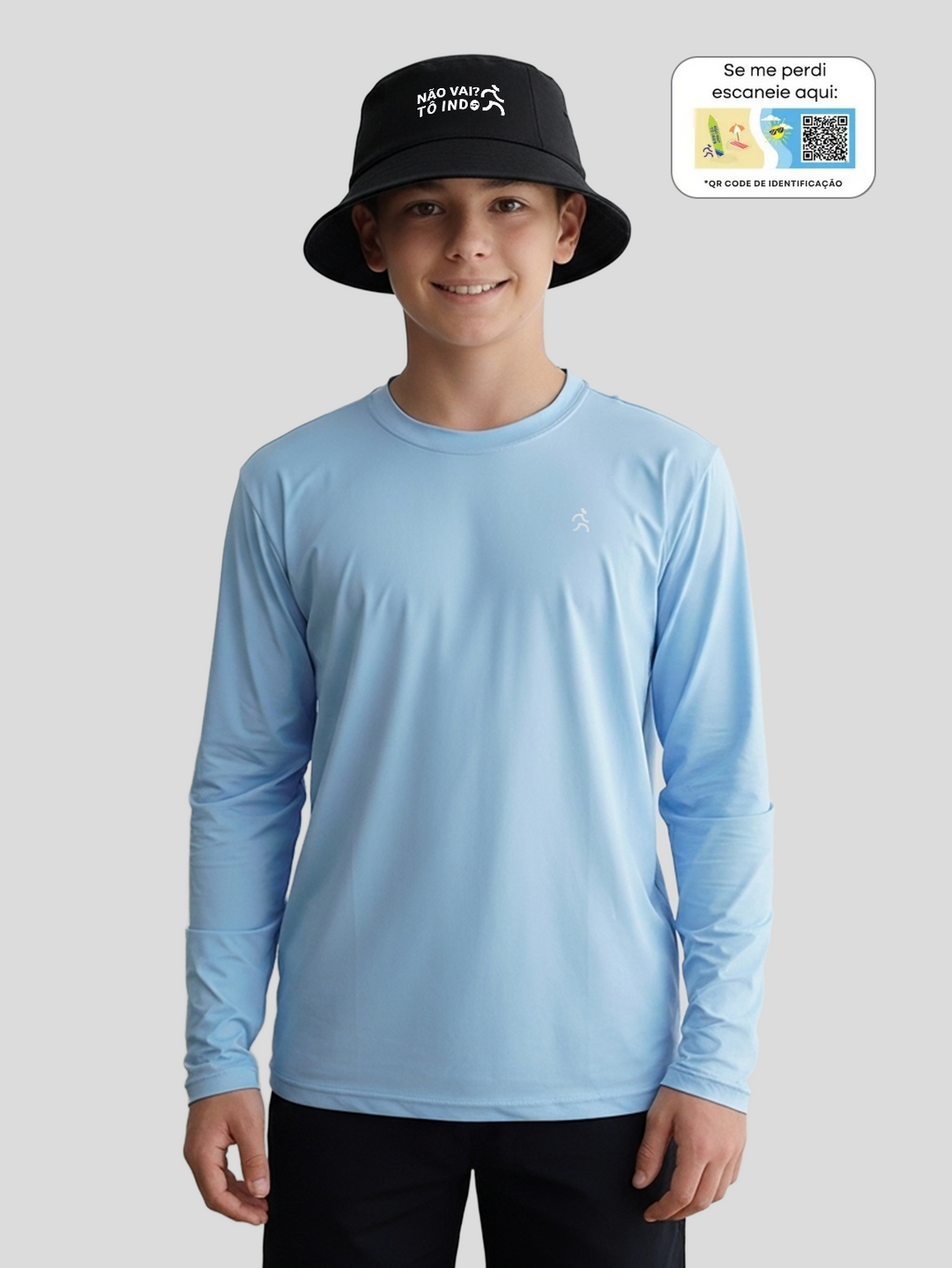 Camisa Praia com QR Code de Identificação| Infantil | Unissex