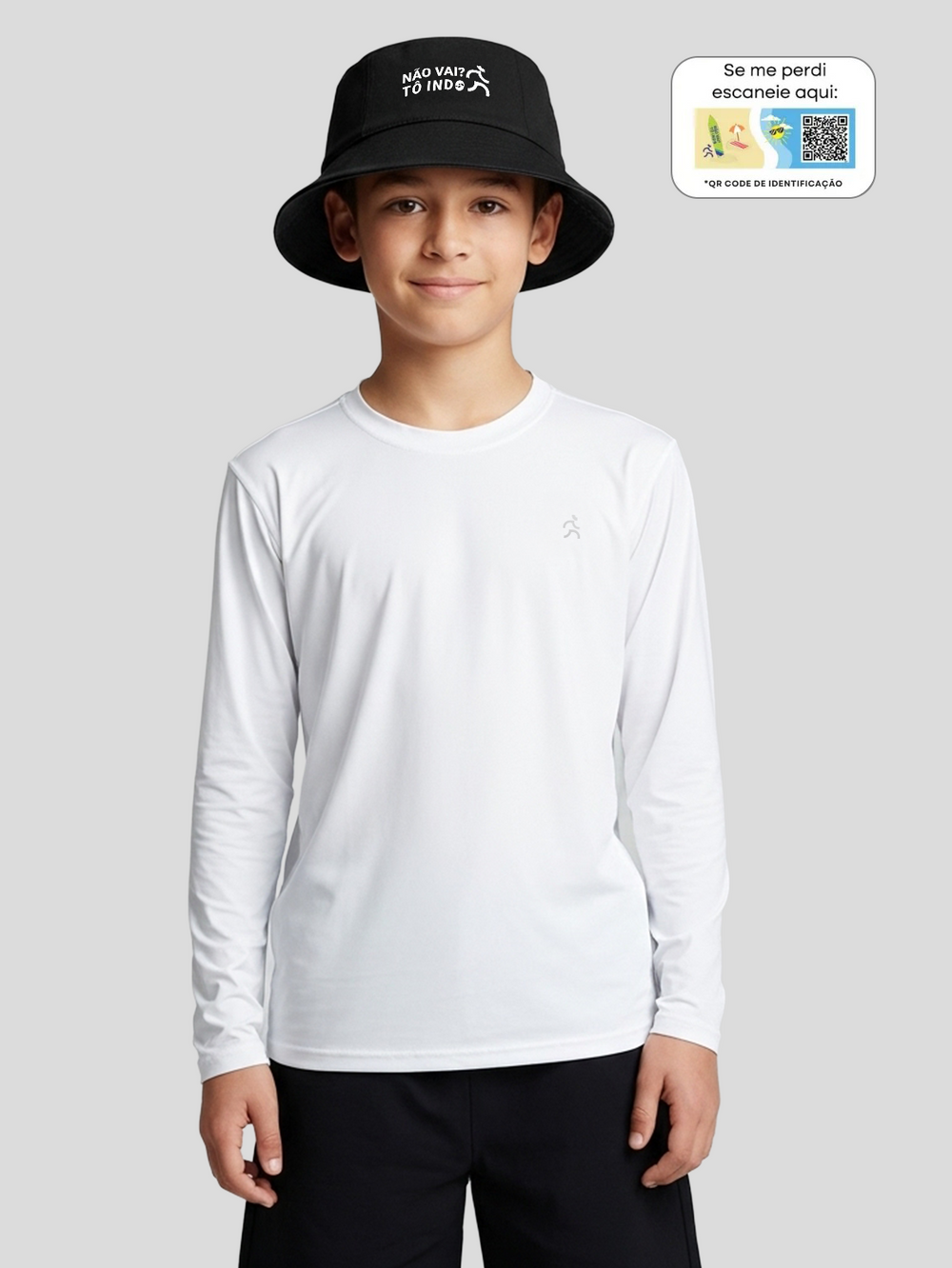 Camisa Praia com QR Code de Identificação| Infantil | Unissex