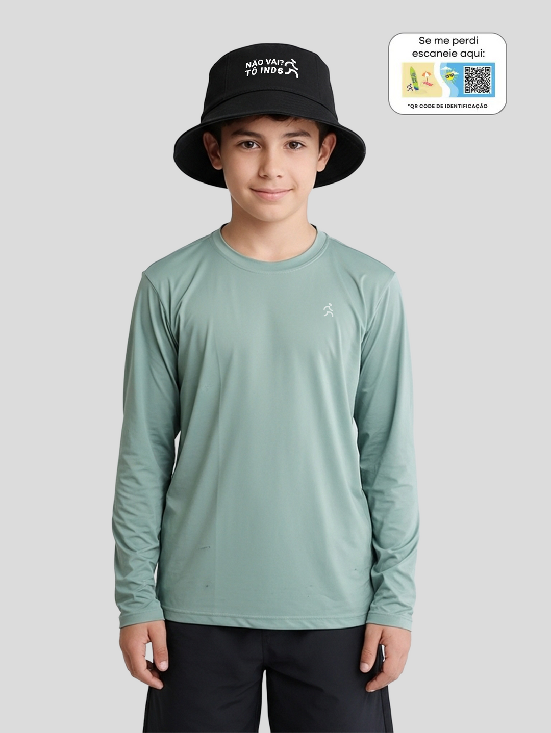 Camisa Praia com QR Code de Identificação| Infantil | Unissex