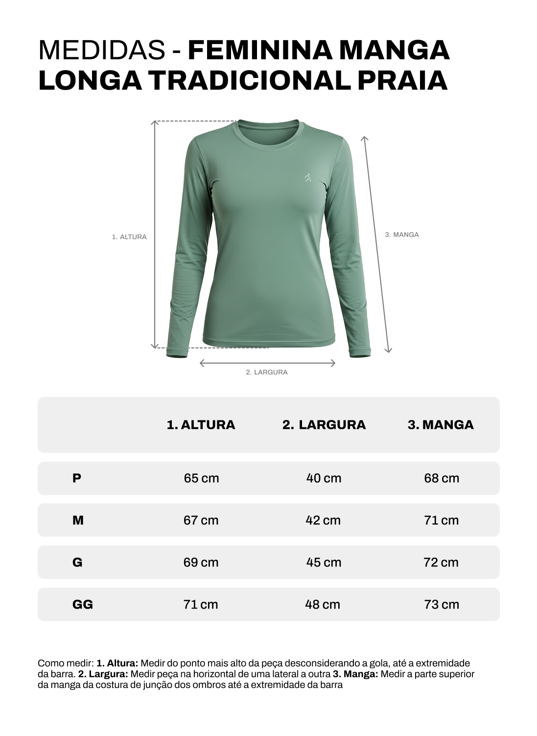 Tabela de medidas de Camisa manga longa praia | Feminina