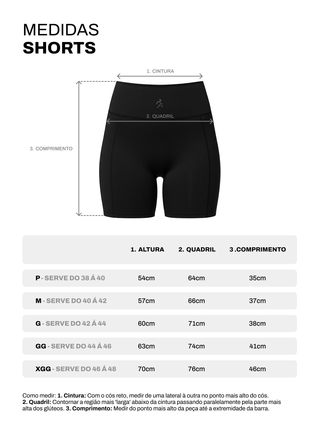 Tabela de medidas de Bermuda Powershape