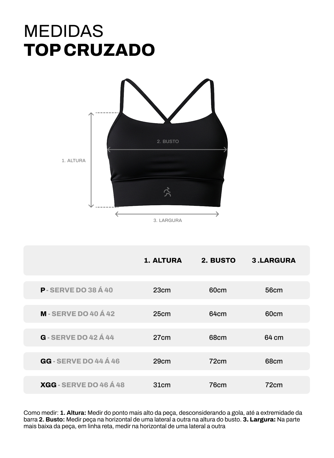 Tabela de medidas de Top Cruzado Powershape