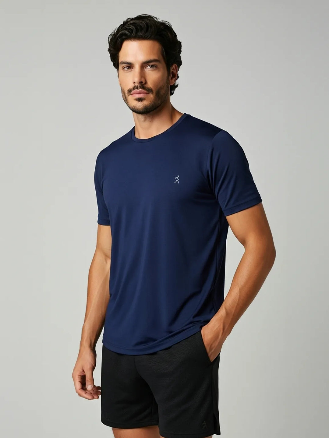On Fleek T-Shirt masculina azul denim frente - camiseta tecnológica UV50+