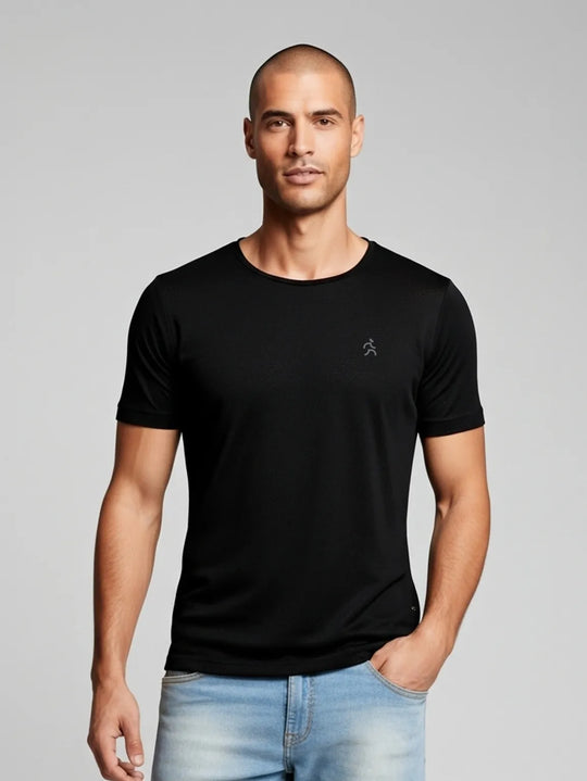 On Fleek T-Shirt masculina preta frente - camiseta tecnológica UV50+